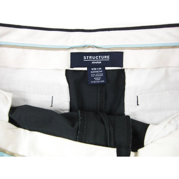 Structure Mens Black Casual Pants Size 36X30 Straight Leg - Picture 2 of 4